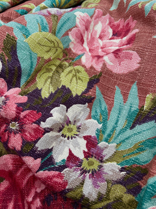 Todd Oldham Collections - Large 1940s Peony Print Nubby Cotton Barkcloth Panel