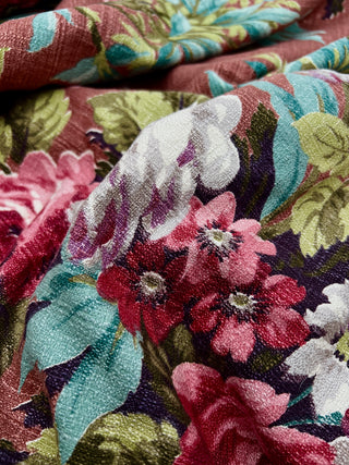 Todd Oldham Collections - Large 1940s Peony Print Nubby Cotton Barkcloth Panel