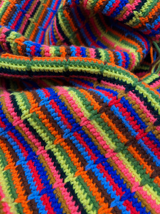 Todd Oldham Collections- Vintage 1970s Hand-Crocheted Wool Lap Blanket