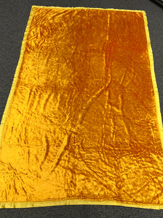 Todd Oldham Collections - Vintage Double-Sided Crushed Rayon Blanket — Bright Gold Plush & Brown/White Stripe Reverse