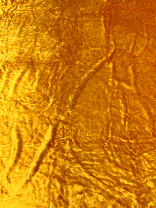 Todd Oldham Collections - Vintage Double-Sided Crushed Rayon Blanket — Bright Gold Plush & Brown/White Stripe Reverse