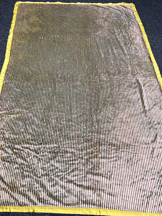 Todd Oldham Collections - Vintage Double-Sided Crushed Rayon Blanket — Bright Gold Plush & Brown/White Stripe Reverse