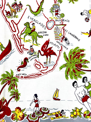 Todd Oldham Collections - Vintage This Is Florida Souvenir Fabric — Illustrated State Map