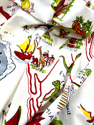 Todd Oldham Collections - Vintage This Is Florida Souvenir Fabric — Illustrated State Map