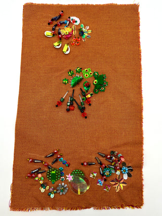 Todd Oldham Studio Orange Houndstooth Hand-Beaded Design Swatch