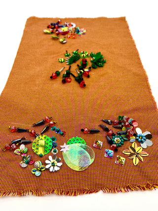 Todd Oldham Studio Orange Houndstooth Hand-Beaded Design Swatch