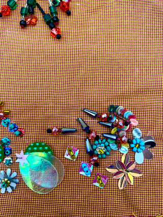 Todd Oldham Studio Orange Houndstooth Hand-Beaded Design Swatch