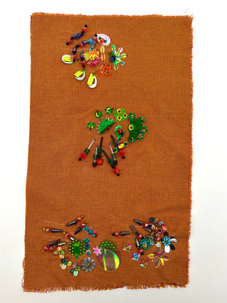 Todd Oldham Studio Orange Houndstooth Hand-Beaded Design Swatch