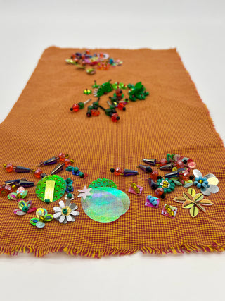 Todd Oldham Studio Orange Houndstooth Hand-Beaded Design Swatch