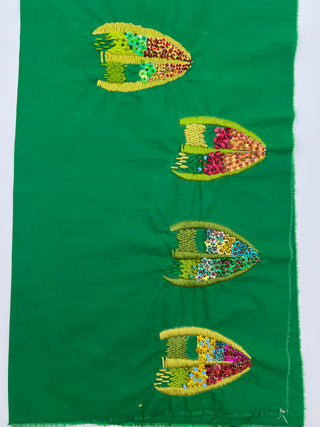 Todd Oldham Studio Beaded & Embroidered Leaf Motif Fabric Swatch