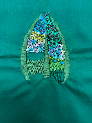 Todd Oldham Studio Beaded & Embroidered Leaf Motif Fabric Swatch