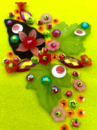 Todd Oldham Studio Beaded With Sequins Floral Wool Felt Swatch