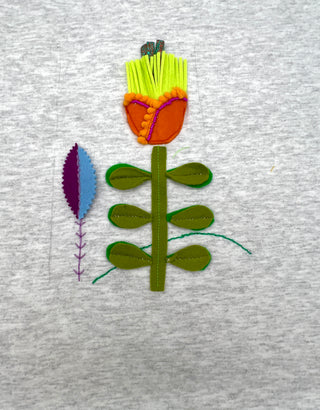 Todd Oldham Studio Wool Felt Tulip Botanical Appliqué Sample - 100% Wool Felt