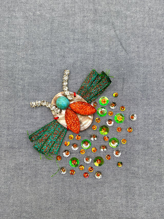 Hand-Beaded Bug Motif Sample by Todd Oldham Studio