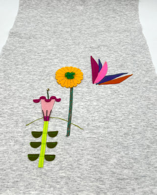 Todd Oldham Studio Handmade Sunburst With Daisy and Stylized Lily Textile Design Panel
