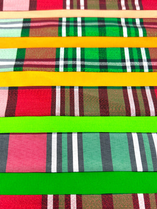 Todd Oldham Studio Textile Design Inspiration Swatch - Sparkle Plaid and Ribbon