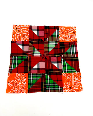 Todd Oldham Studio Starburst in Plaid: Hand Stitched Textile Design Sample