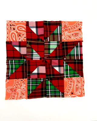 Todd Oldham Studio Starburst in Plaid: Hand Stitched Textile Design Sample