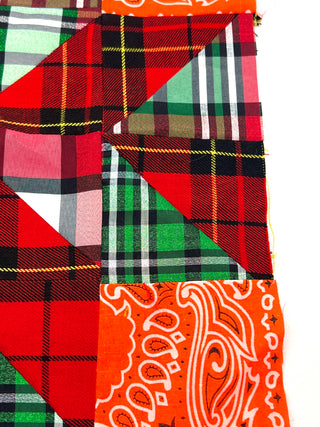 Todd Oldham Studio Starburst in Plaid: Hand Stitched Textile Design Sample