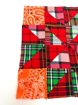Todd Oldham Studio Starburst in Plaid: Hand Stitched Textile Design Sample