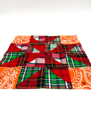 Todd Oldham Studio Starburst in Plaid: Hand Stitched Textile Design Sample