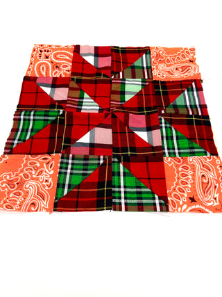 Todd Oldham Studio Starburst in Plaid: Hand Stitched Textile Design Sample
