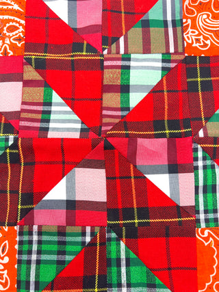 Todd Oldham Studio Starburst in Plaid: Hand Stitched Textile Design Sample
