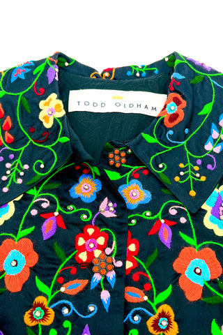 Fall 1997 Todd Oldham Embroidered Floral Silk Satin Jacket