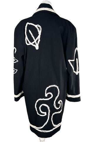 Fall 1990 Todd Oldham Wool Coat with Chenille Embroidery