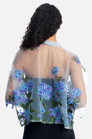 Blue Hydrangea Sheer Shirt