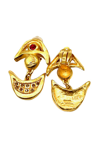 Spring 1994 Kenny Scharf Collaboration Earrings 24 kt Gold Plated With Crystals