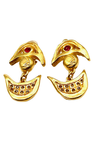 Spring 1994 Kenny Scharf Collaboration Earrings 24 kt Gold Plated With Crystals