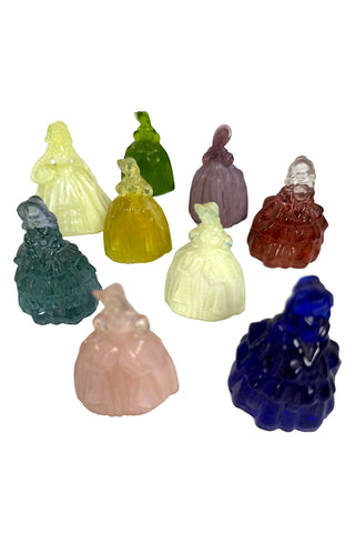 Lot of 9 Boyd Art Glass Doll Figurines