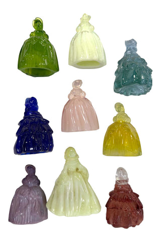 Lot of 9 Boyd Art Glass Doll Figurines