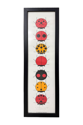 Signed Charlie Harper Ladybug Sampler Framed Print, 1995