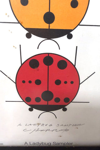 Signed Charlie Harper Ladybug Sampler Framed Print, 1995