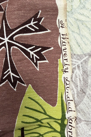 Vintage 1951 Leaf Print Cotton Rayon, 7.5 Yard Panel