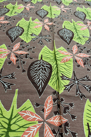 Vintage 1951 Leaf Print Cotton Rayon, 7.5 Yard Panel