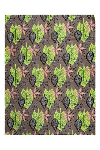 Vintage 1951 Leaf Print Cotton Rayon, 7.5 Yard Panel