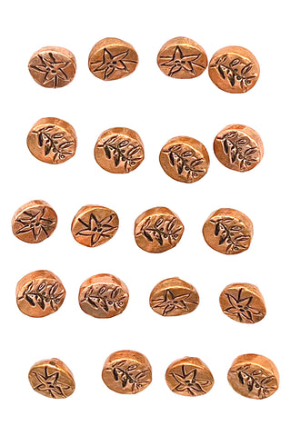 1996 Copper Plated Etched Small Buttons, Set of 18