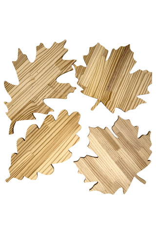 Wooden Leaf Shapes 4 Piece Shapes