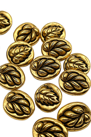 1993 Todd Oldham 24k Gold-Plated Leaf Motif Buttons, Set of 14