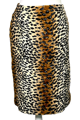 Fall 1997 Todd Oldham Beaded Ocelot Faux Fur Skirt