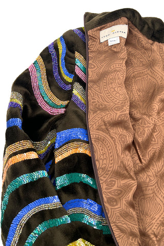Fall 1997 Rainbow Stripe Sequin Faux Fur Turtle Neck
