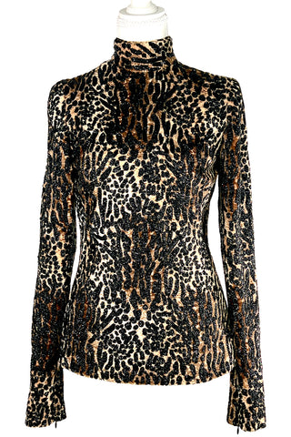Fall 1997 Todd Oldham Beaded Faux Ocelot Turtleneck Top