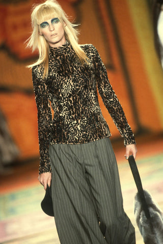 Fall 1997 Todd Oldham Beaded Faux Ocelot Turtleneck Top