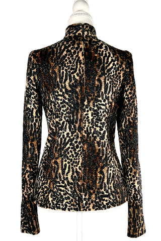 Fall 1997 Todd Oldham Beaded Faux Ocelot Turtleneck Top