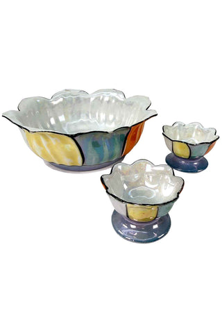 1940s Japanese Lusterware Bowl and Nut Bowls