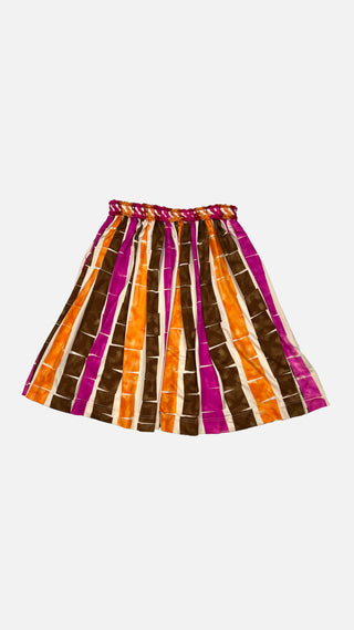 Tissue Paper Print Skirt - pink and orange