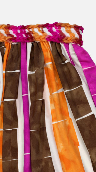 Tissue Paper Print Skirt - pink and orange